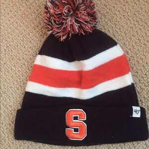 47 Brand Black, White, and Orange Striped Beanie